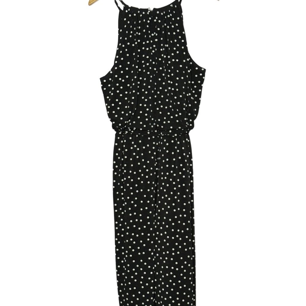 London Times Polka Dot Cropped Jumpsuit Black and White Size 16 - Picture 5 of 9